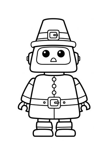 Thanksgiving Robot Coloring Page