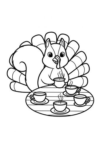 Thanksgiving Tea Party Coloring Page