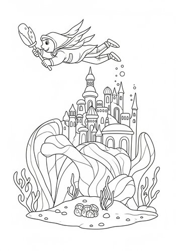 The Black Cauldron Exploring A Magical Underwater City Coloring Page