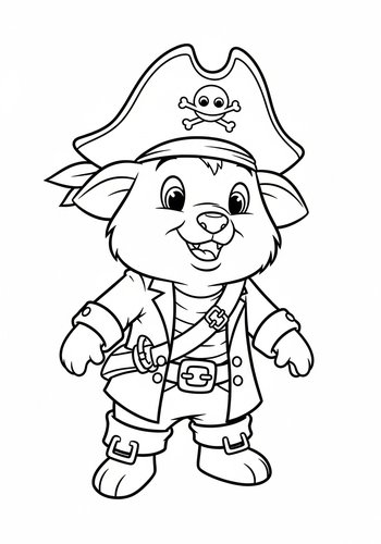 Thumper Dressed As A Pirate Searching For Treasure - Coloring Page