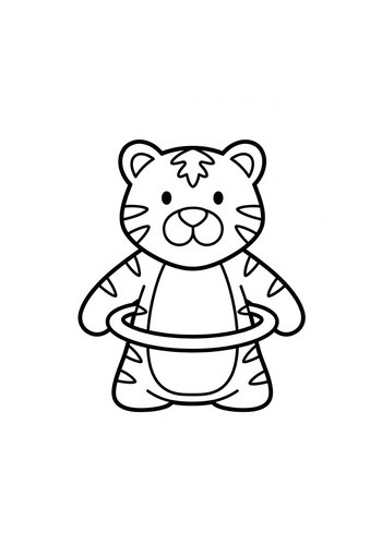 Tiger Hula Hooping Coloring Page