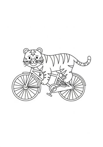 Tiger On A Bike Coloring Page