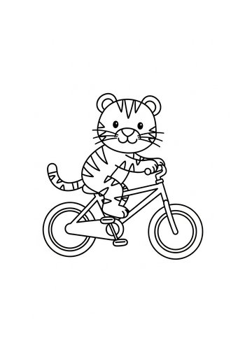 Tiger On A Bike Coloring Page