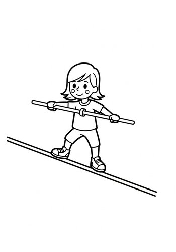 Tightrope Girl Coloring Page: Balance And Fun