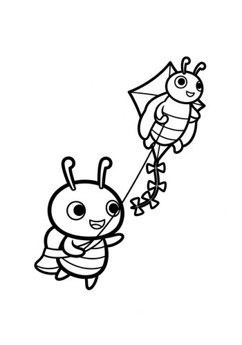 Timon Flying A Kite Shaped Like A Bug - Coloring Page Fun