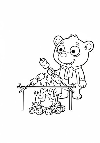 Timon Roasting Marshmallows Coloring Page