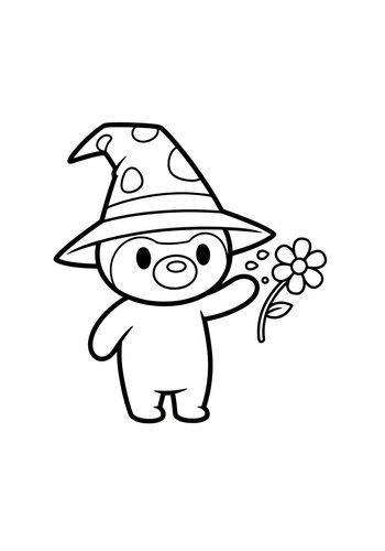 Timon Wearing A Wizard Hat And Making A Flower Disappear - Coloring Page