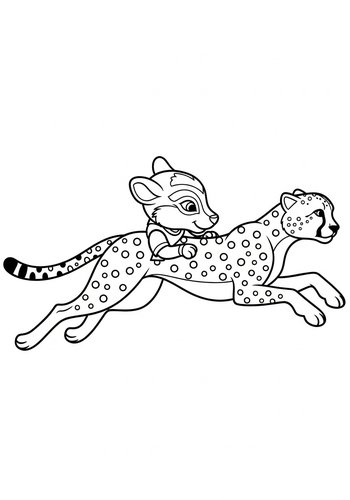 Timon Winning A Race Against A Cheetah Coloring Page