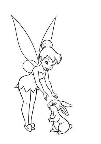 Tinkerbell Helping A Lost Baby Bunny Coloring Page