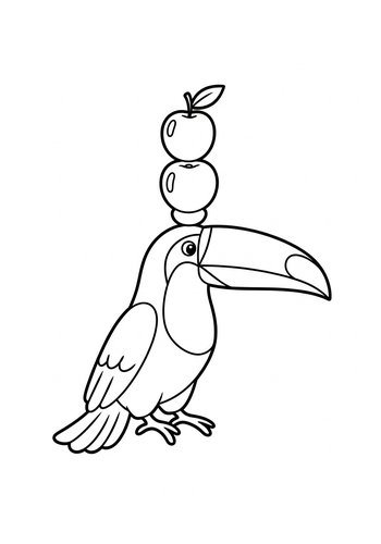 Toucan Balancing Apples - Coloring Page