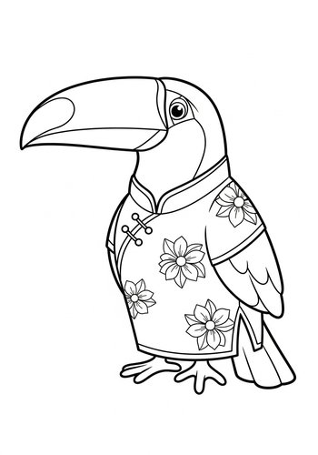 Toucan In Traditional Outfit Coloring Page