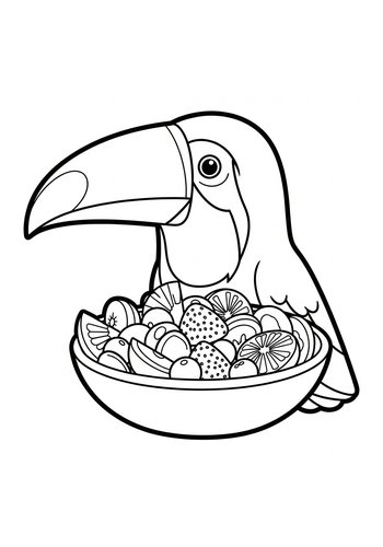 Toucan's Fruity Feast: Coloring Page Fun