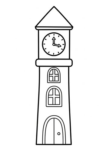 Coloring Page: Tower Clock Coloring Page: Time To Color