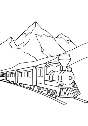 Train Ride Adventure Coloring Page