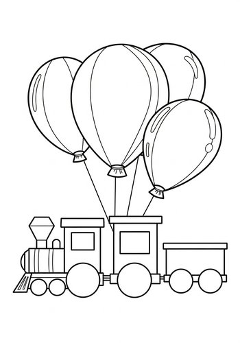 Train With Balloons Coloring Page: Printable Fun