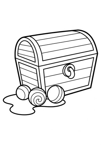 Treasure Chest Coloring Page For Kids