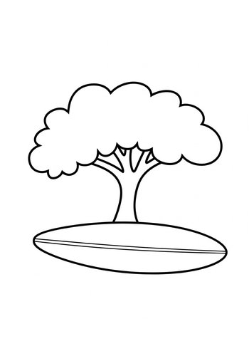 Tree On A Surfboard Coloring Page