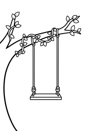 Tree Swing Coloring Page For Kids