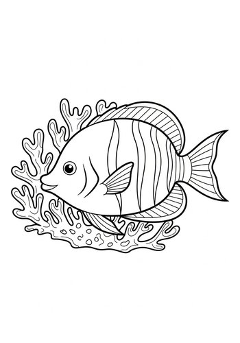 Tropical Fish Coloring Page For Kids