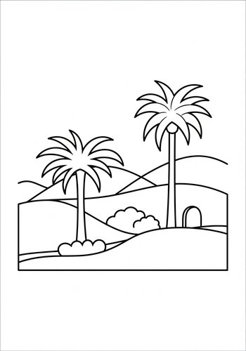 Tropical Palm Tree Coloring Page For Kids
