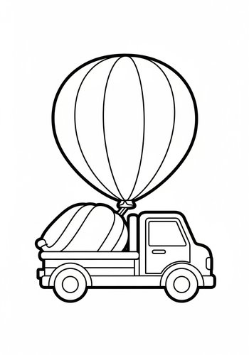 Truck With Balloon - Coloring Page Fun