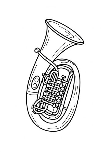 Coloring Page: Tuba Coloring Page For Music Lovers