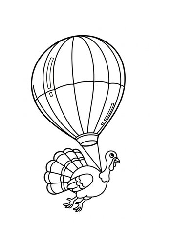 Turkey Parachute Coloring Page