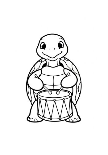 Turtle Drummer Coloring Page For Kids
