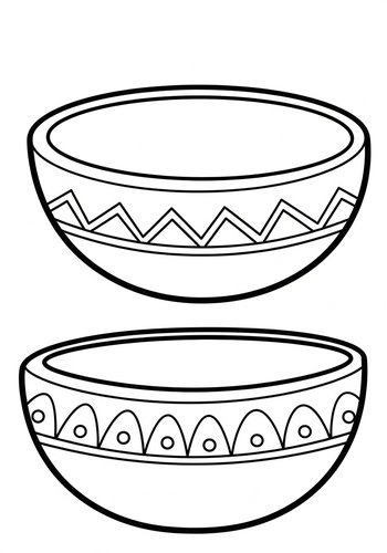 Two Decorative Bowls Coloring Page