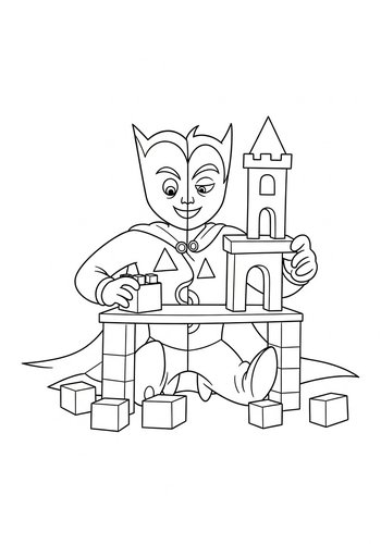 Coloring Page: Two-face Fun: Playtime With Building Blocks And Split-level Castle Coloring Page