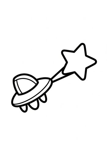 Ufo Chasing A Star Coloring Page
