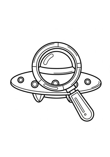 Ufo Under Magnifying Glass Coloring Page