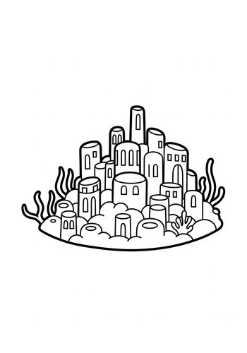 Underwater City Coloring Page