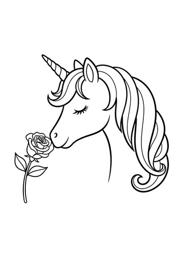 Unicorn And Rose Coloring Page: A Magical Bloom