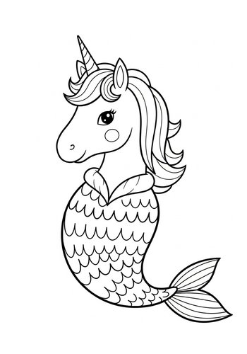 Unicorn Mermaid Coloring Page: Mythical Creature Fun