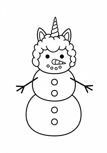 Unicorn Snowman Coloring Page