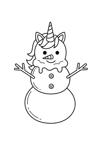 Unicorn Snowman Coloring Page For Kids