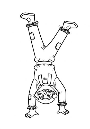 Upside Down Scarecrow Coloring Page