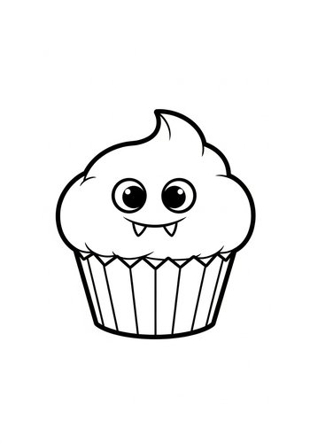 Vampire Cupcake Coloring Page: Spooky Fun