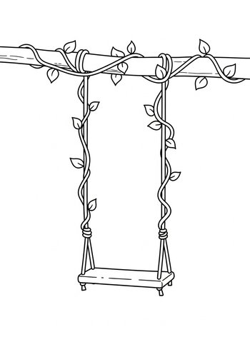 Vine-covered Swing Coloring Page
