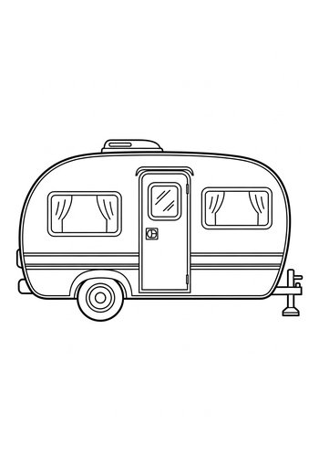 Vintage Camper Coloring Page: Road Trip Fun