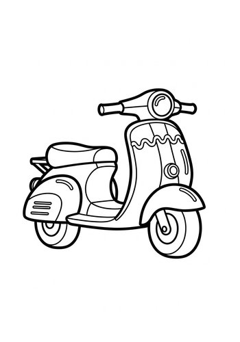Vintage Scooter Coloring Page For Kids