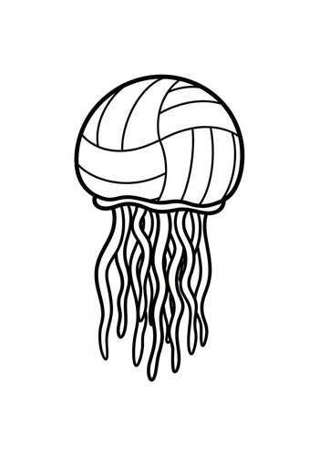 Volleyball Jellyfish Coloring Page: An Aquatic Sport