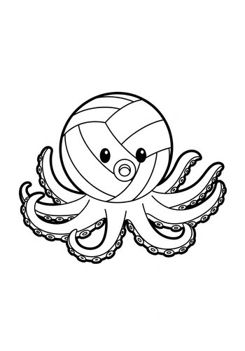 Volleyball Octopus Coloring Page
