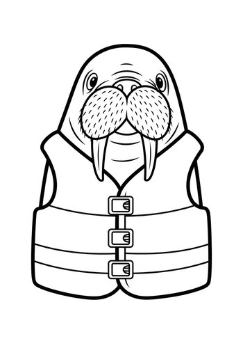 Walrus In Life Vest Coloring Page