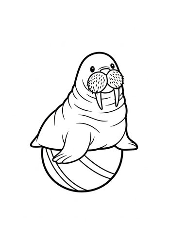 Walrus On A Ball - Coloring Page Fun