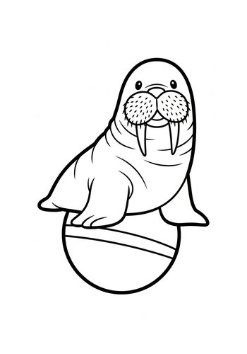 Walrus On A Ball Coloring Page