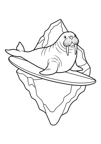 Walrus On Ice Coloring Page