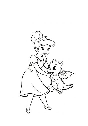 Wanda Playing With A Playful Baby Dragon Coloring Page