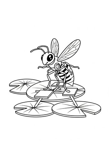 Wasp's Lily Pad Hopscotch Adventure Coloring Page